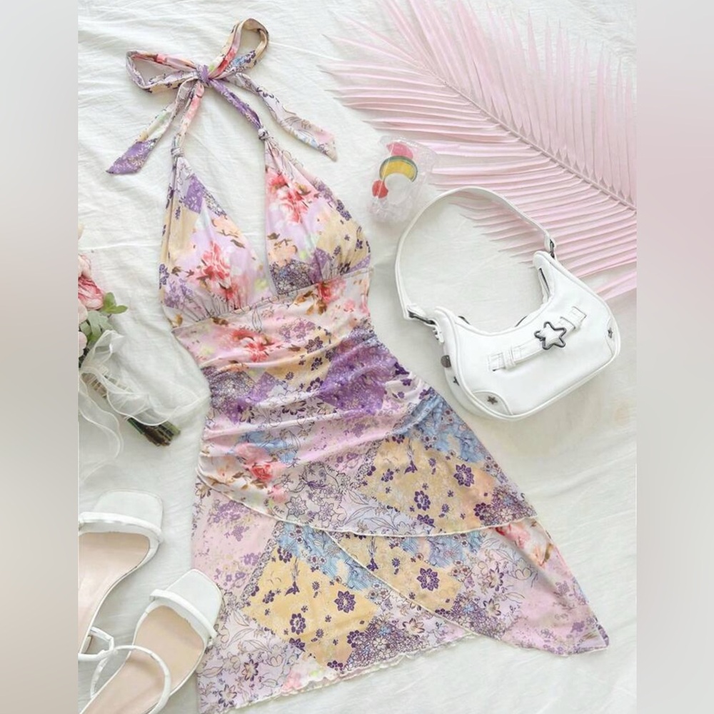 Floral Halter Neck Dress
